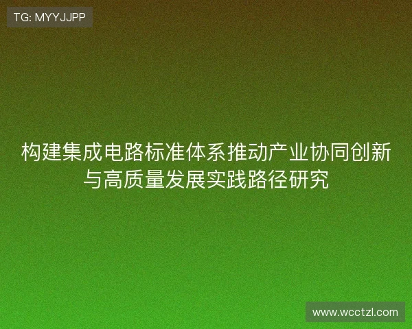 构建集成电路标准体系推动产业协同创新与高质量发展实践路径研究